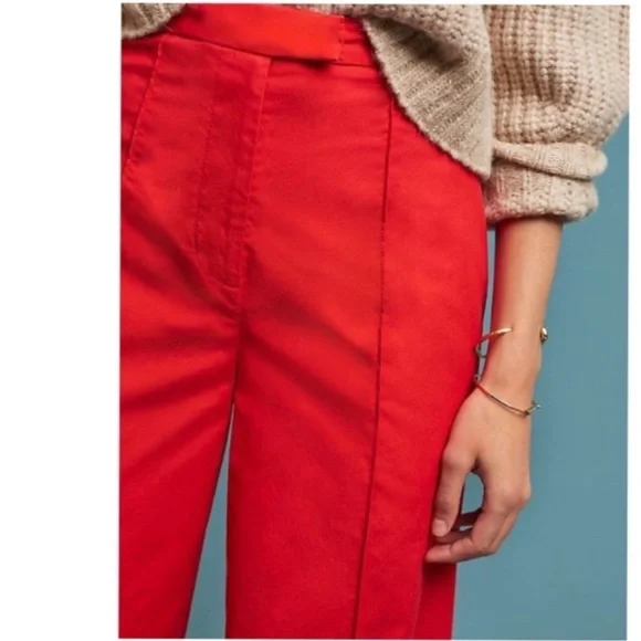 Anthropologie Red Wide Leg Pants - Picture 3 of 11